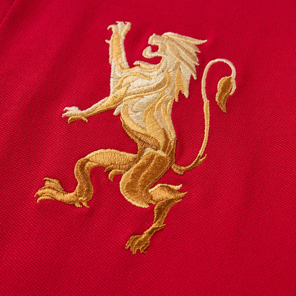 Men’s Slim Fit 3D Lion Embroidery Lycra Pique Polo