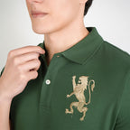 Men’s Slim Fit 3D Lion Embroidery Lycra Pique Polo