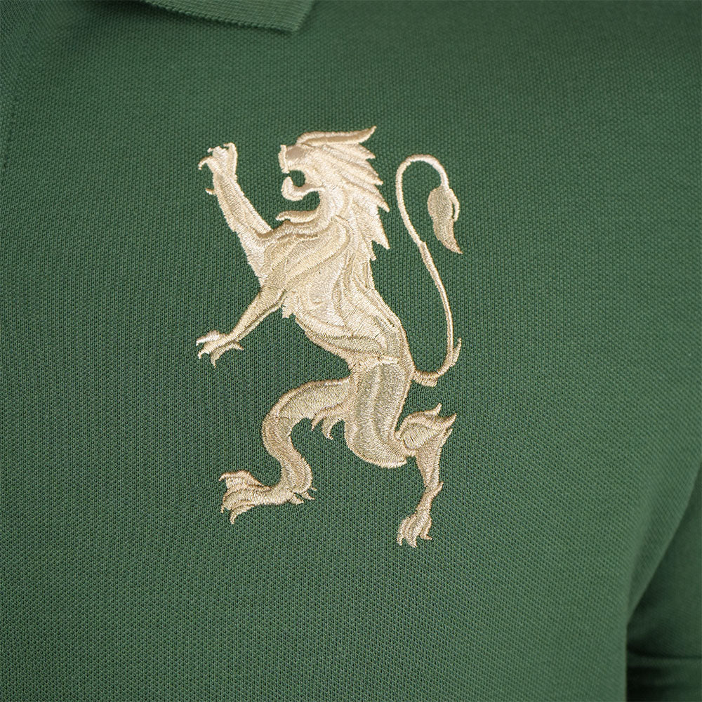 Men’s Slim Fit 3D Lion Embroidery Lycra Pique Polo