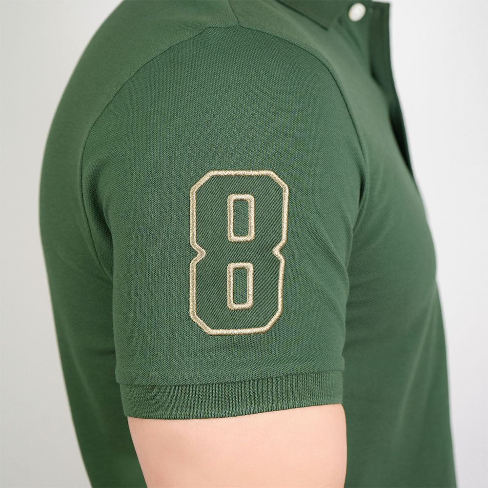 Men’s Slim Fit 3D Lion Embroidery Lycra Pique Polo