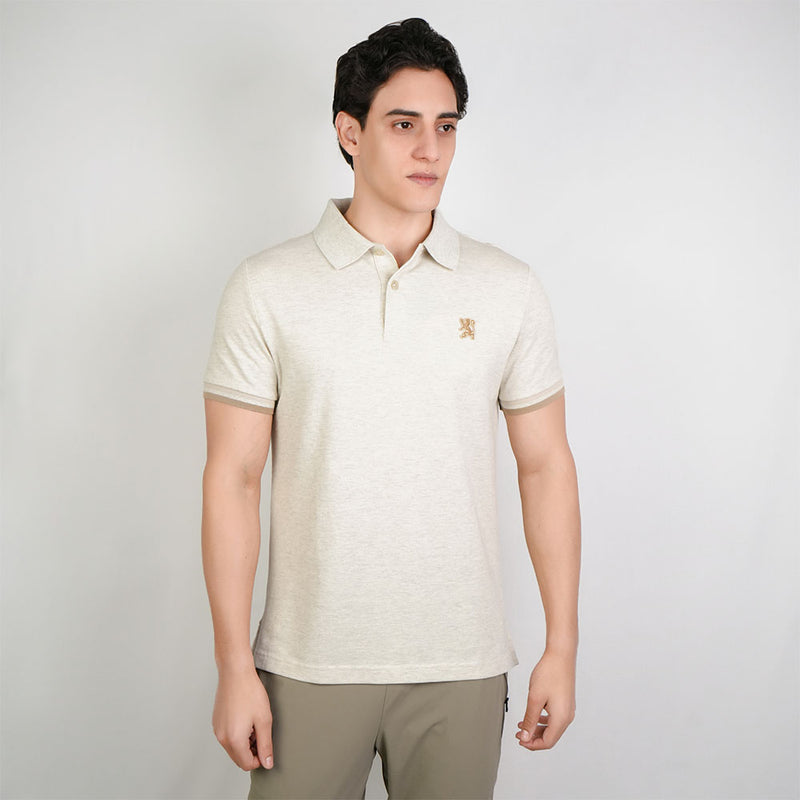 Men Slim Cotton Embroidered Pique Polo