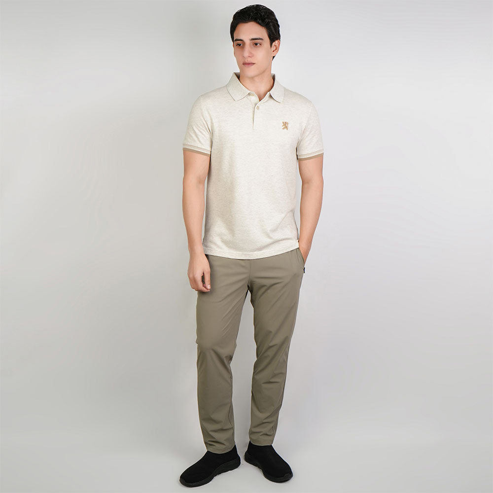Men Slim Cotton Embroidered Pique Polo