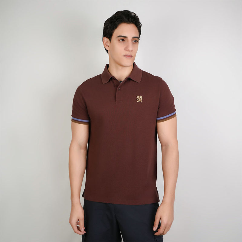 Men’s Cotton Slim Performance Polo with Small Lion Embroidery