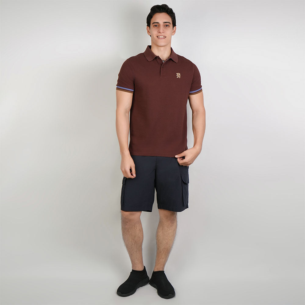 Men’s Cotton Slim Performance Polo with Small Lion Embroidery