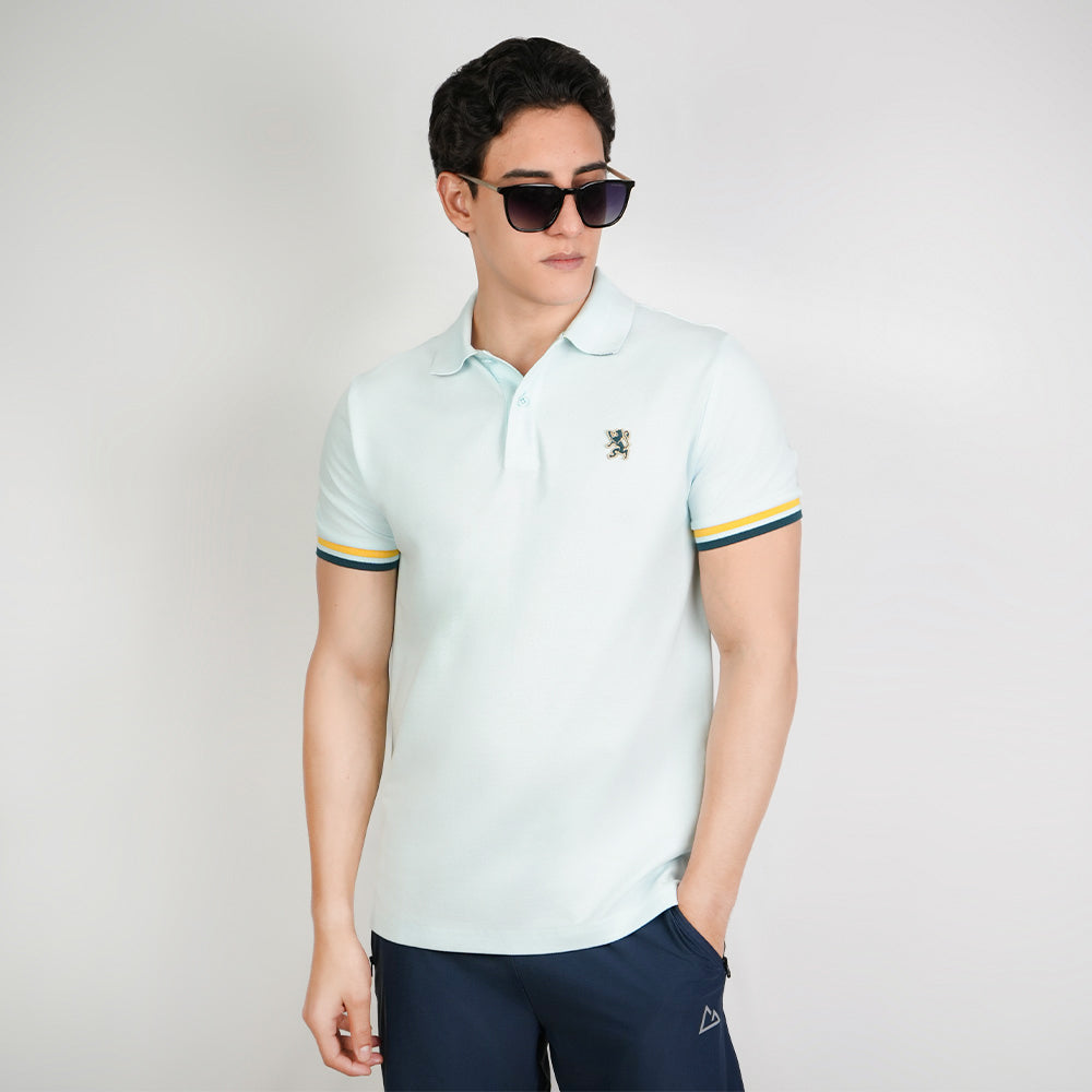 Men’s Cotton Slim Performance Polo with Small Lion Embroidery