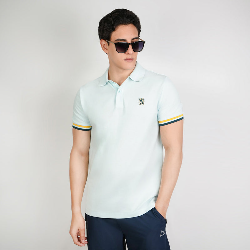 Men’s Cotton Slim Performance Polo with Small Lion Embroidery