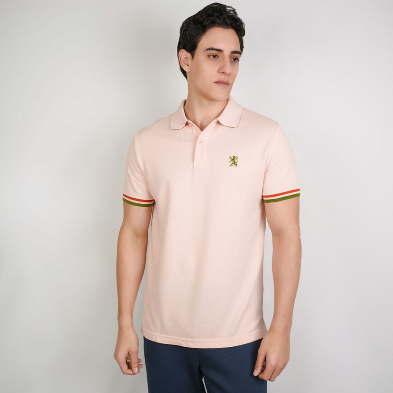 Men’s Cotton Slim Performance Polo with Small Lion Embroidery