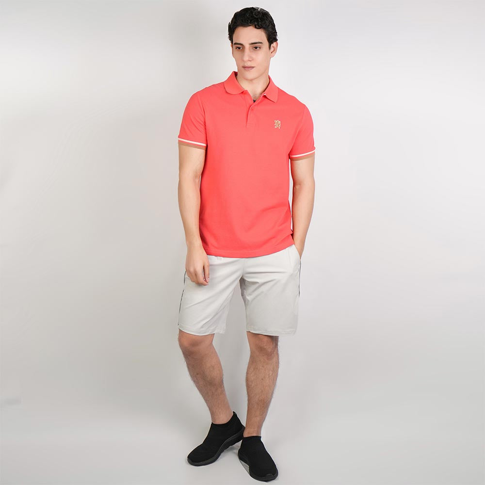 Men’s Cotton Slim Performance Polo with Small Lion Embroidery