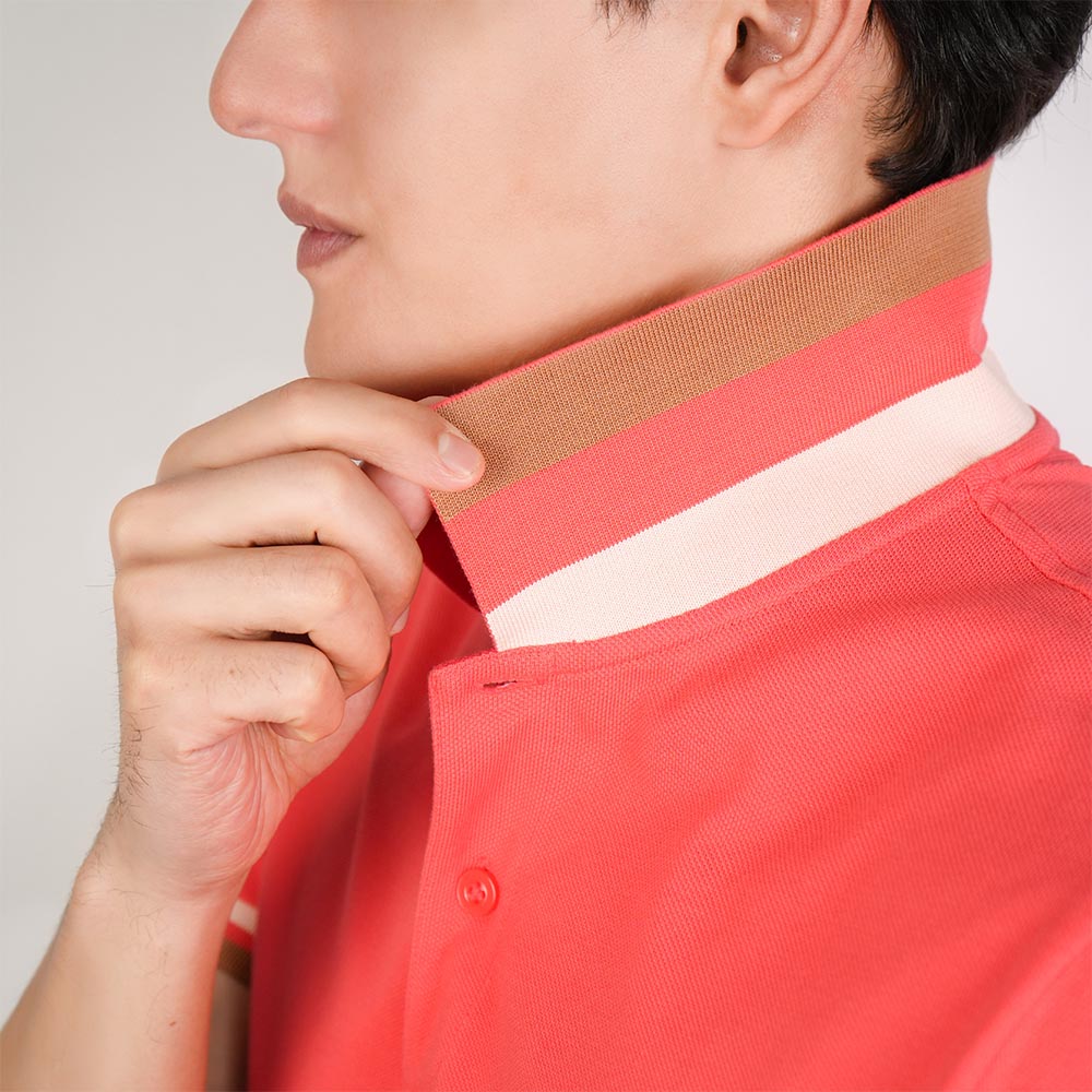 Men’s Cotton Slim Performance Polo with Small Lion Embroidery