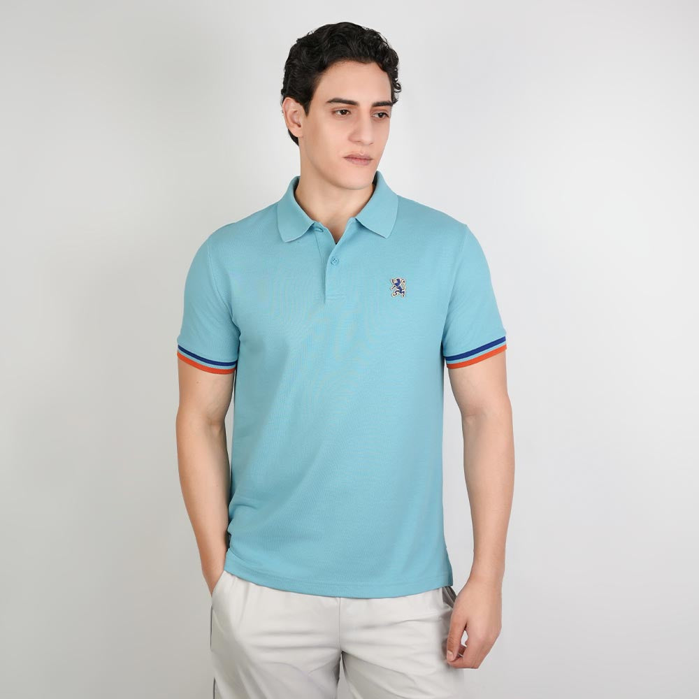 Men’s Cotton Slim Performance Polo with Small Lion Embroidery