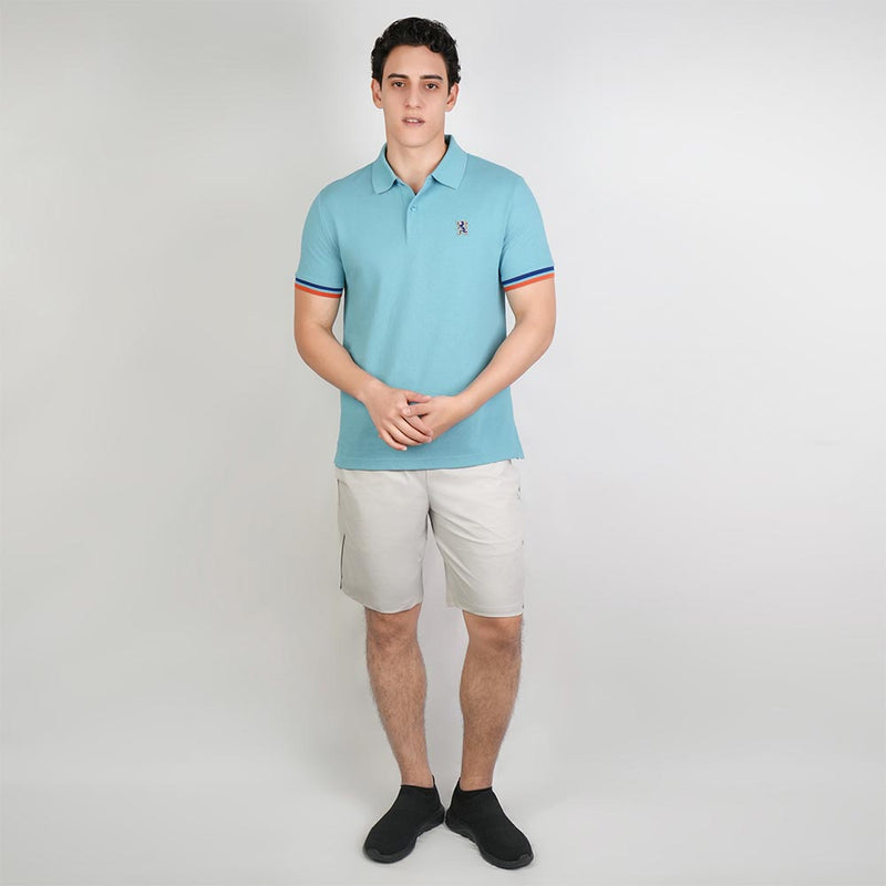 Men’s Cotton Slim Performance Polo with Small Lion Embroidery
