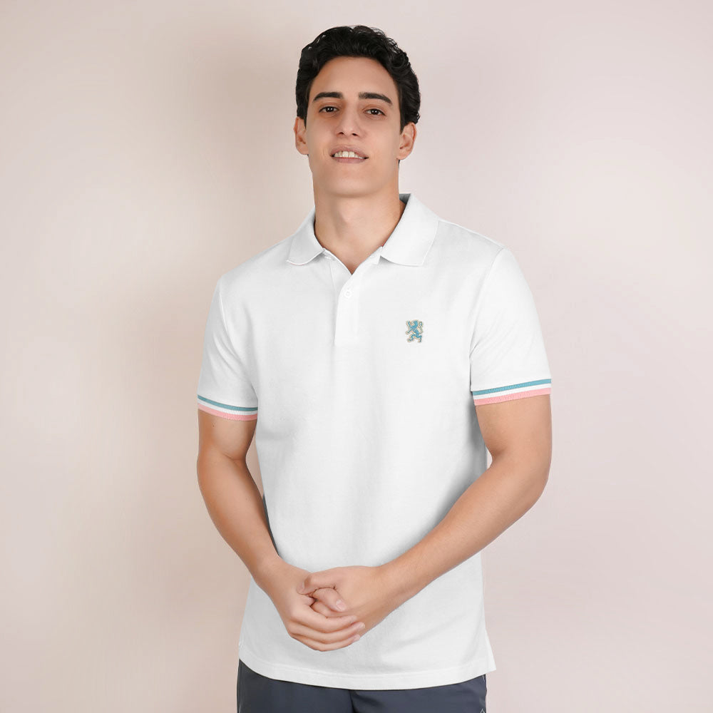 Men’s Cotton Slim Performance Polo with Small Lion Embroidery