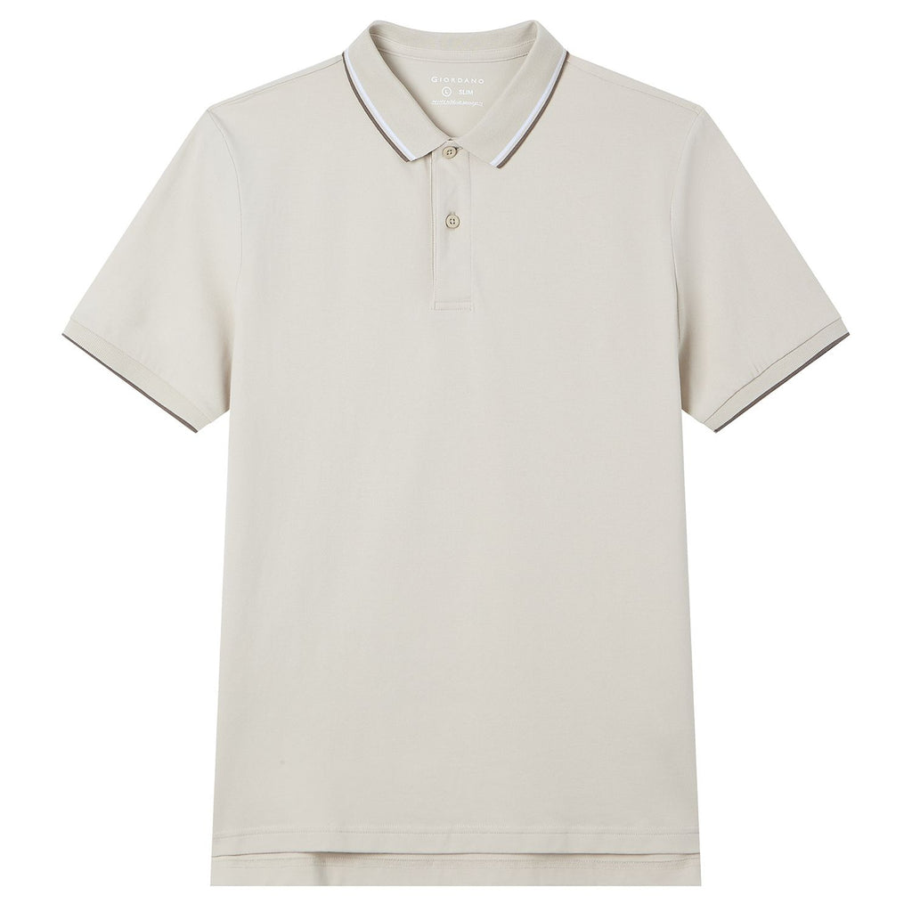 Men’s Slim Pique Solid Polo with Flat Knit Collar
