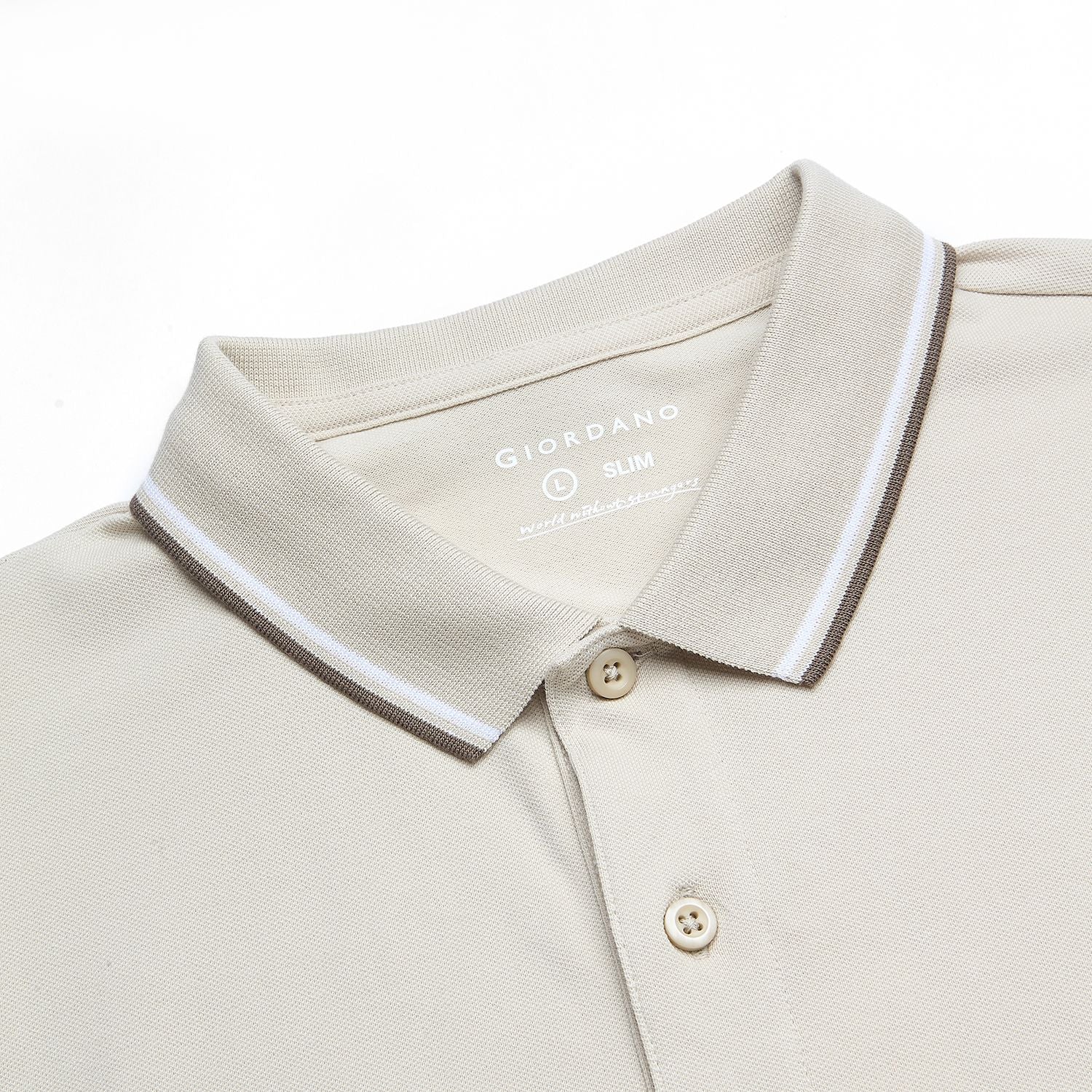 Men’s Slim Pique Solid Polo with Flat Knit Collar