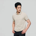 Men’s Slim Pique Solid Polo with Flat Knit Collar