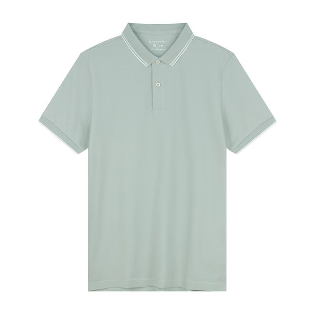 Men’s Slim Pique Solid Polo with Flat Knit Collar