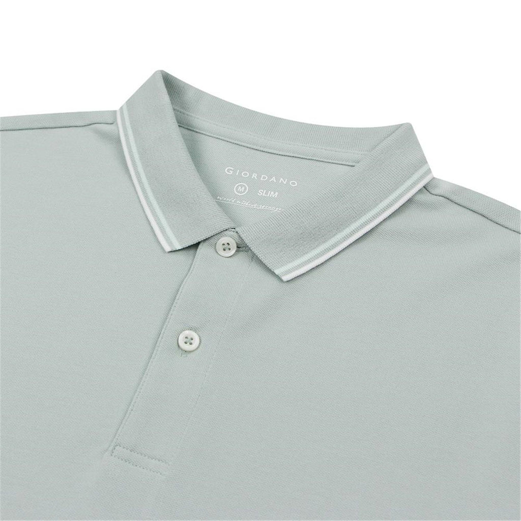 Men’s Slim Pique Solid Polo with Flat Knit Collar