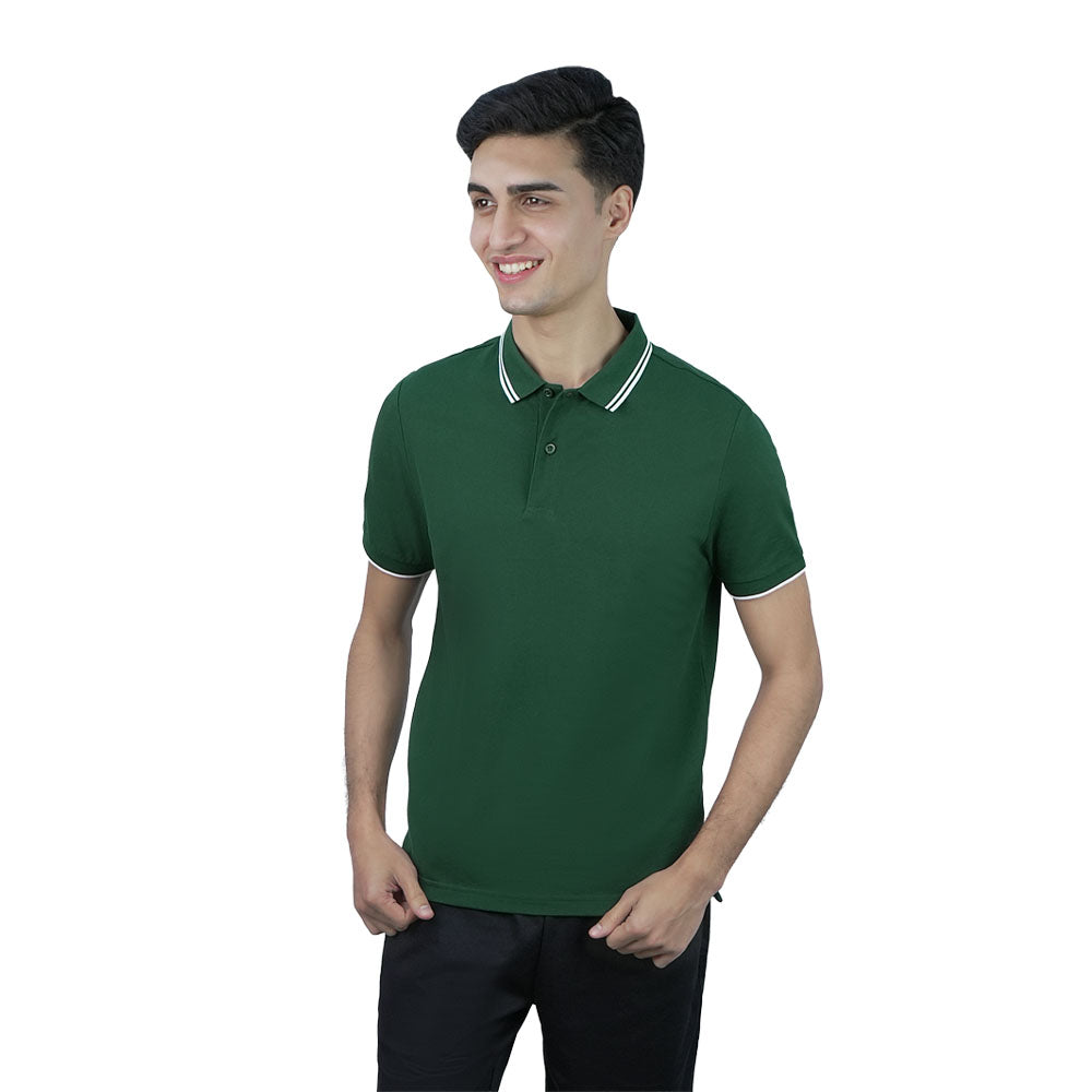 Men’s Slim Pique Solid Polo with Flat Knit Collar
