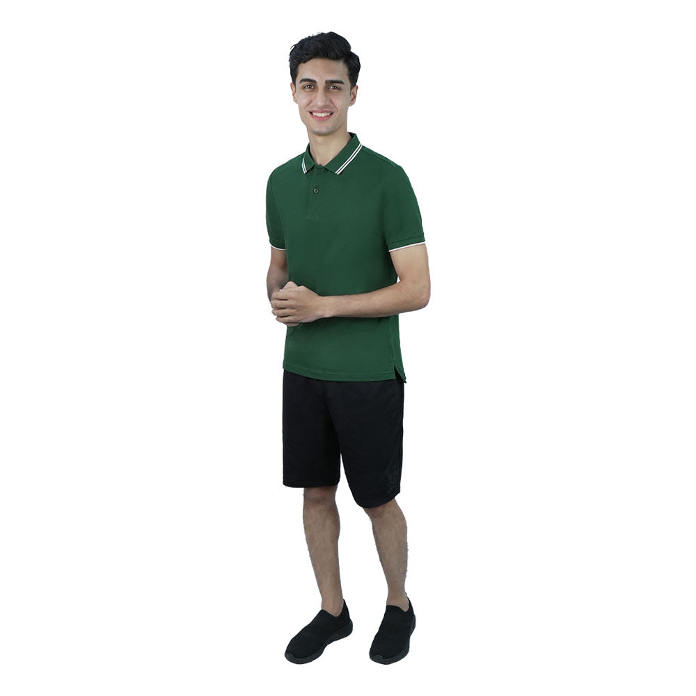 Men’s Slim Pique Solid Polo with Flat Knit Collar