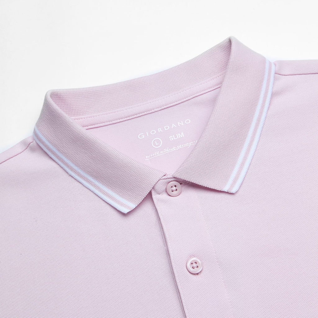 Men’s Slim Pique Solid Polo with Flat Knit Collar