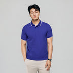 Men’s Slim Pique Solid Polo with Flat Knit Collar