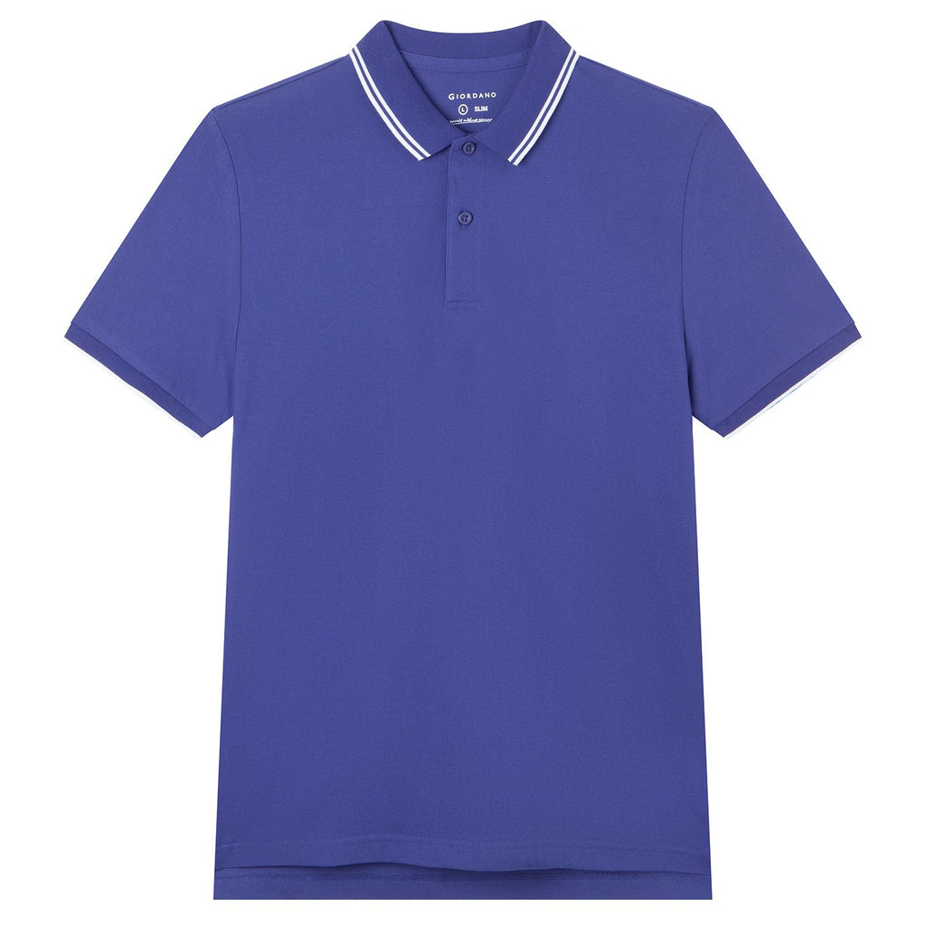 Men’s Slim Pique Solid Polo with Flat Knit Collar