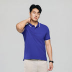 Men’s Slim Pique Solid Polo with Flat Knit Collar
