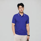 Men’s Slim Pique Solid Polo with Flat Knit Collar