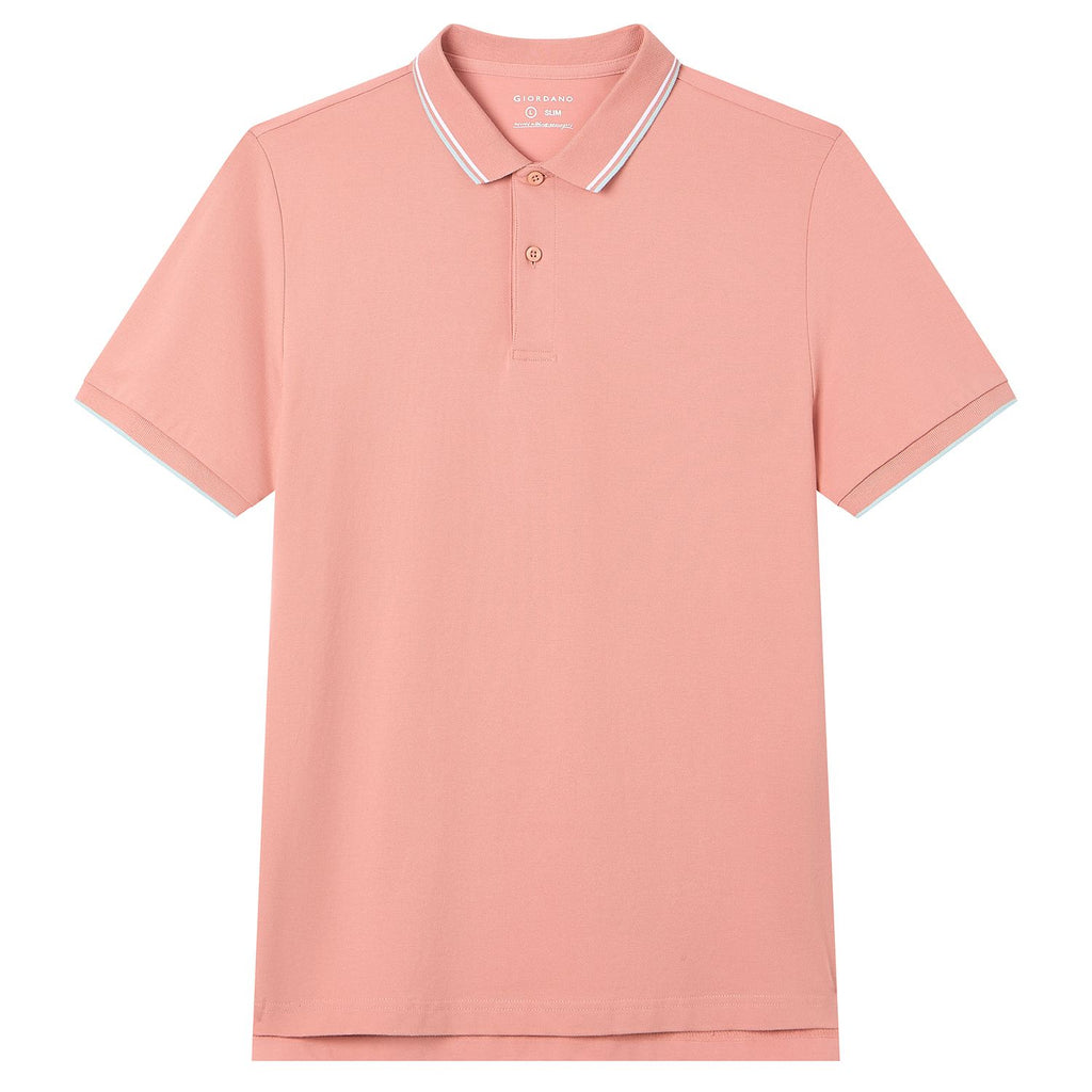 Men’s Slim Pique Solid Polo with Flat Knit Collar
