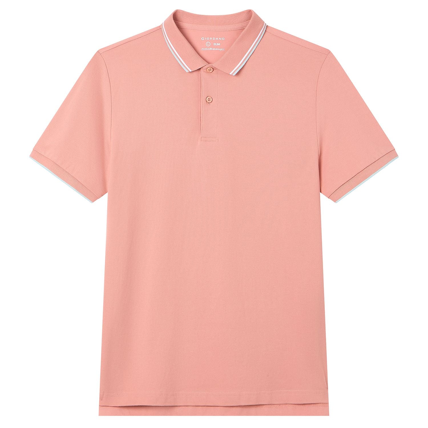 Men’s Slim Pique Solid Polo with Flat Knit Collar