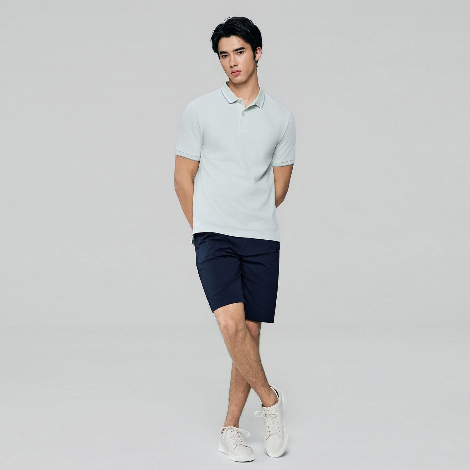 Men’s Slim Pique Solid Polo with Flat Knit Collar