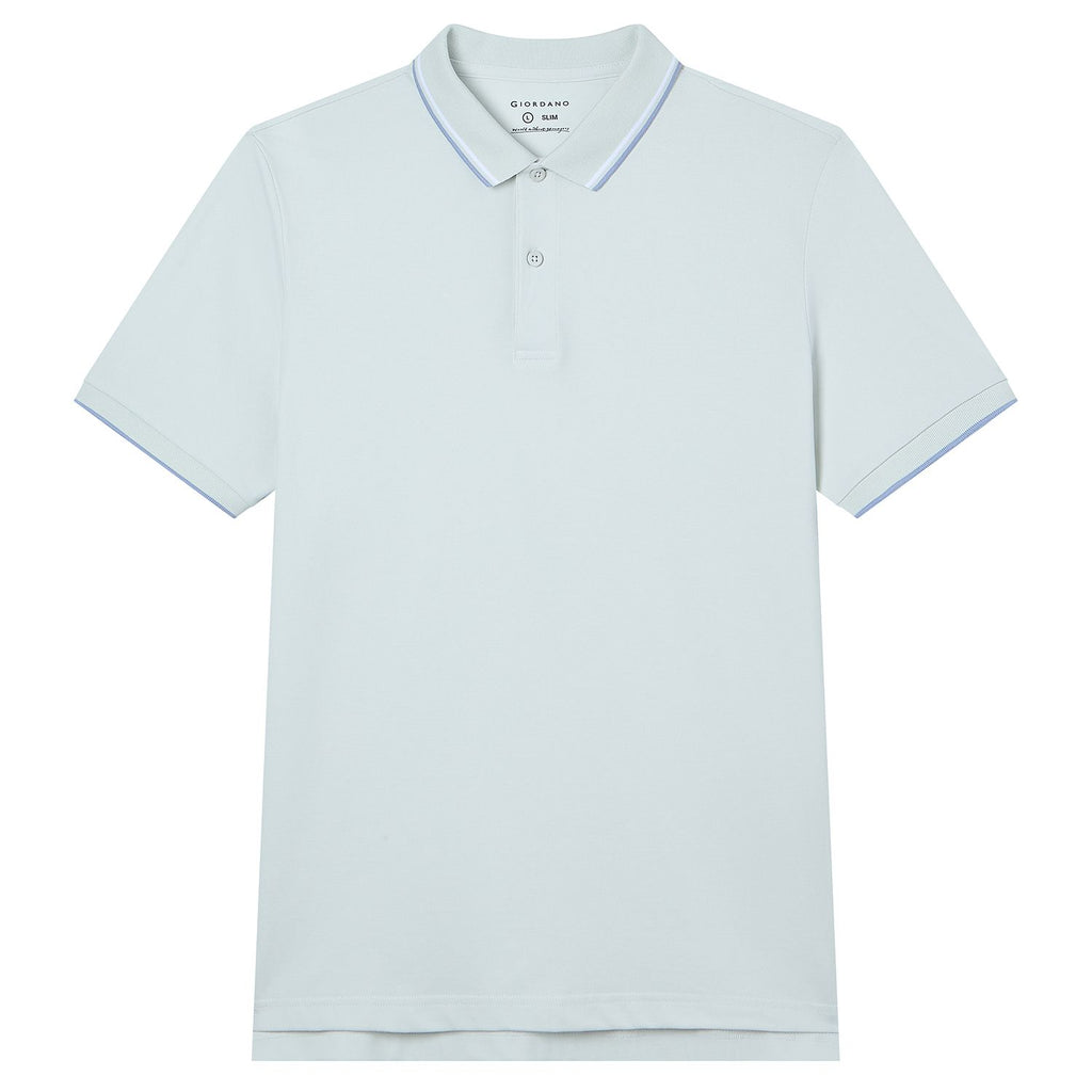 Men’s Slim Pique Solid Polo with Flat Knit Collar