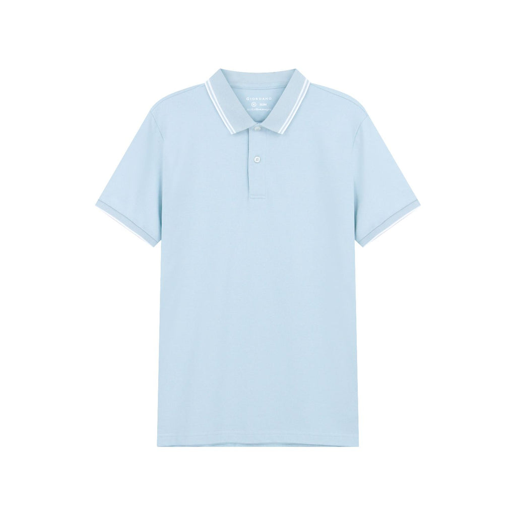 Men’s Slim Pique Solid Polo with Flat Knit Collar