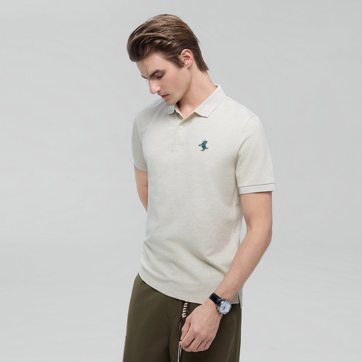 Men's 3G Small Napoleon Slim Melange Polo
