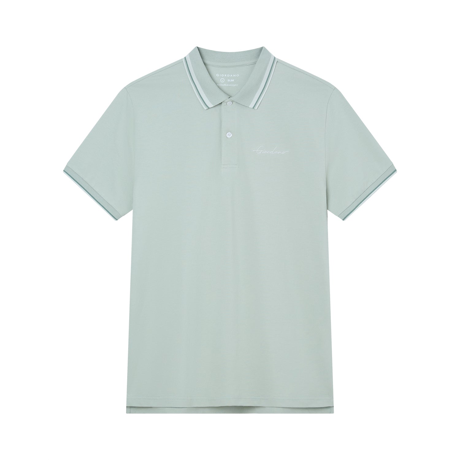 Men’s Slim Pique Polo with Contrast Collar & Signature Embroidery