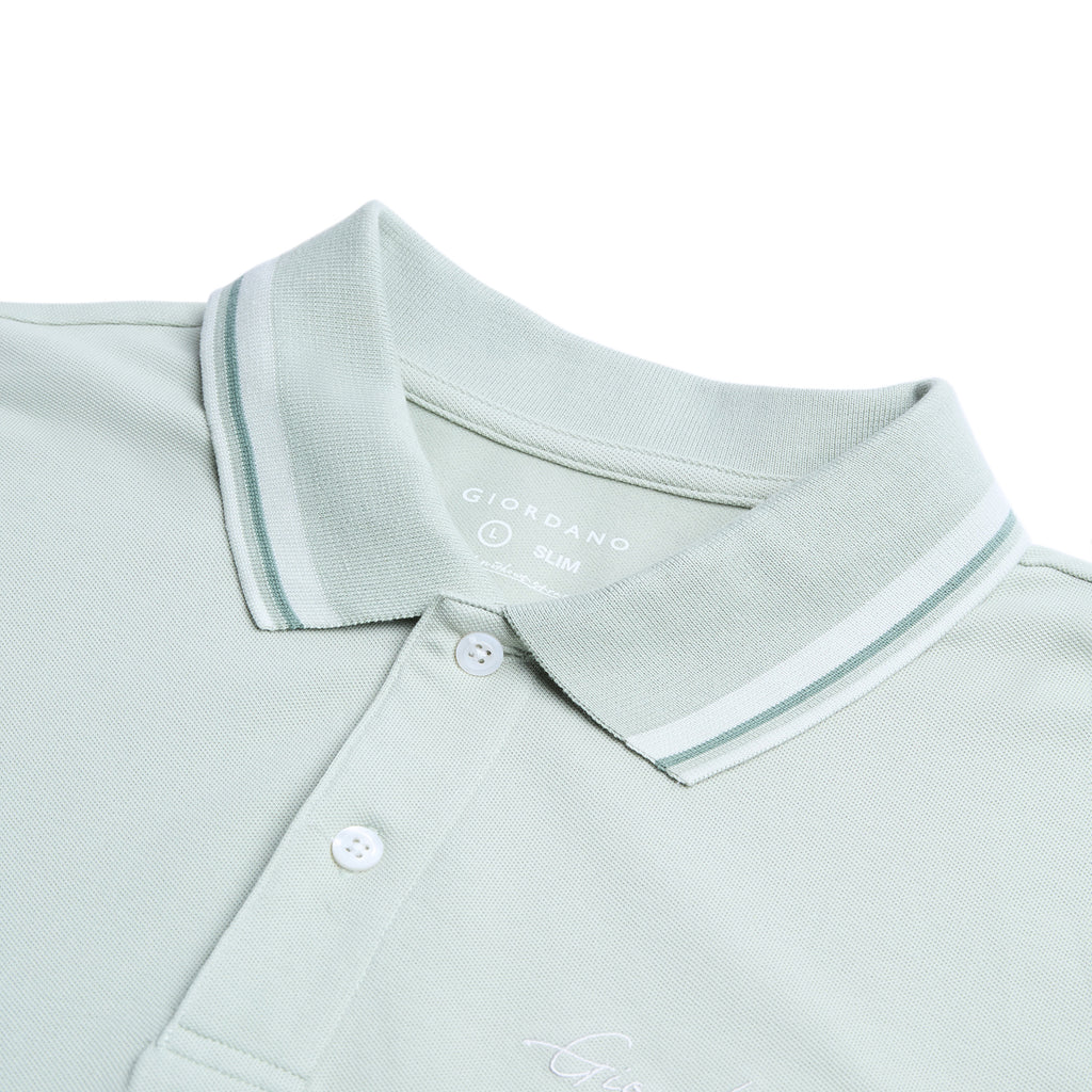 Men’s Slim Pique Polo with Contrast Collar & Signature Embroidery
