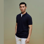 Men's Slim Fit Small Lion Zipper Polo