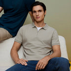 Men's Slim Fit Small Lion Zipper Polo