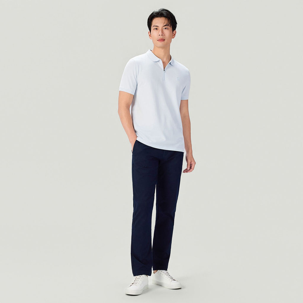 Men's Slim Fit Small Lion Zipper Polo