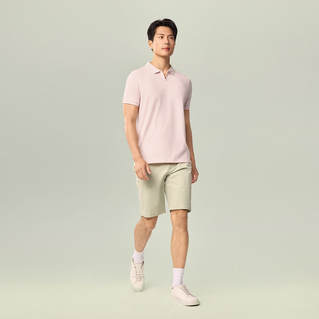 Men's Slim Fit Small Lion Zipper Polo