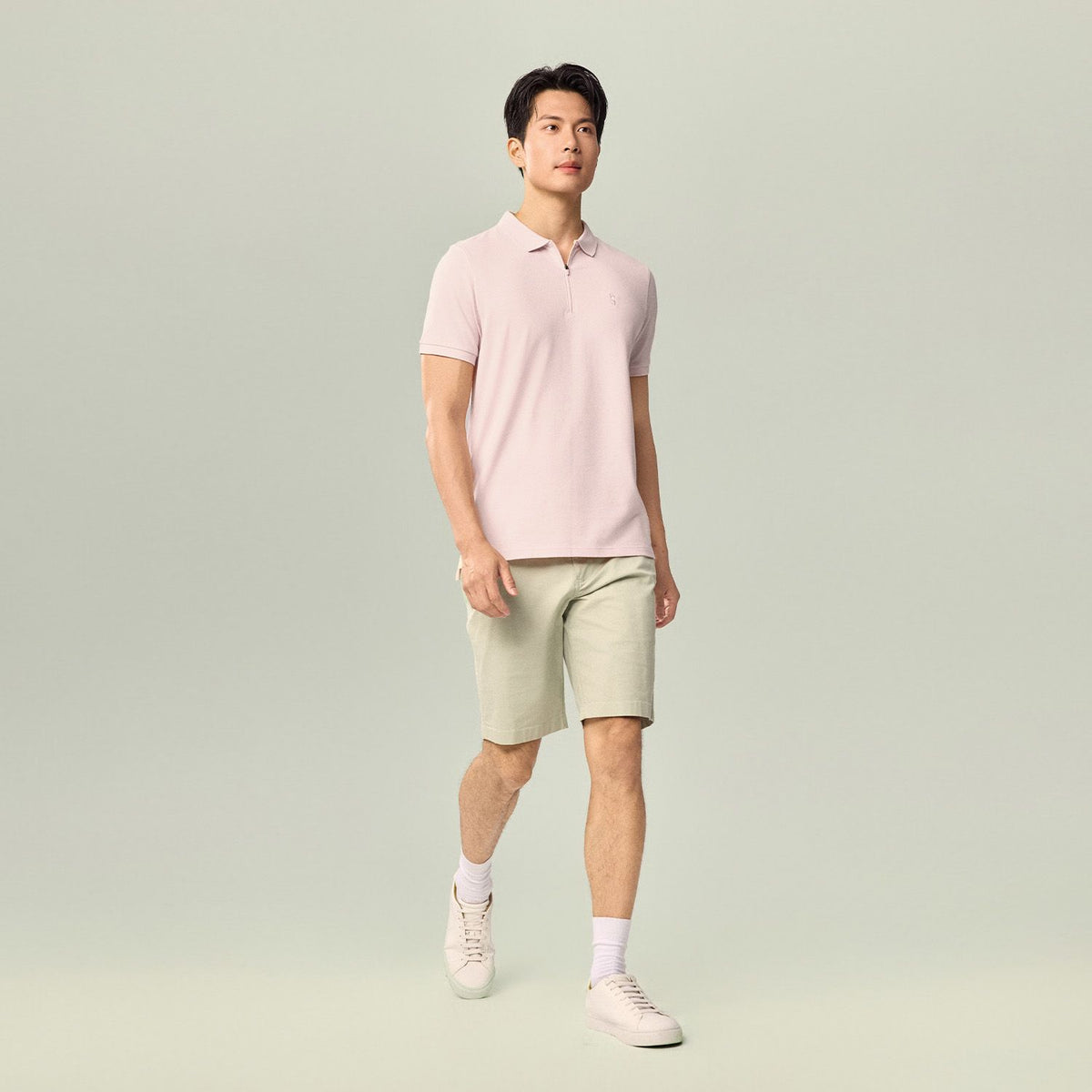 Men's Slim Fit Small Lion Zipper Polo