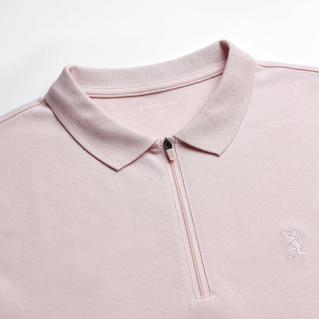 Men's Slim Fit Small Lion Zipper Polo