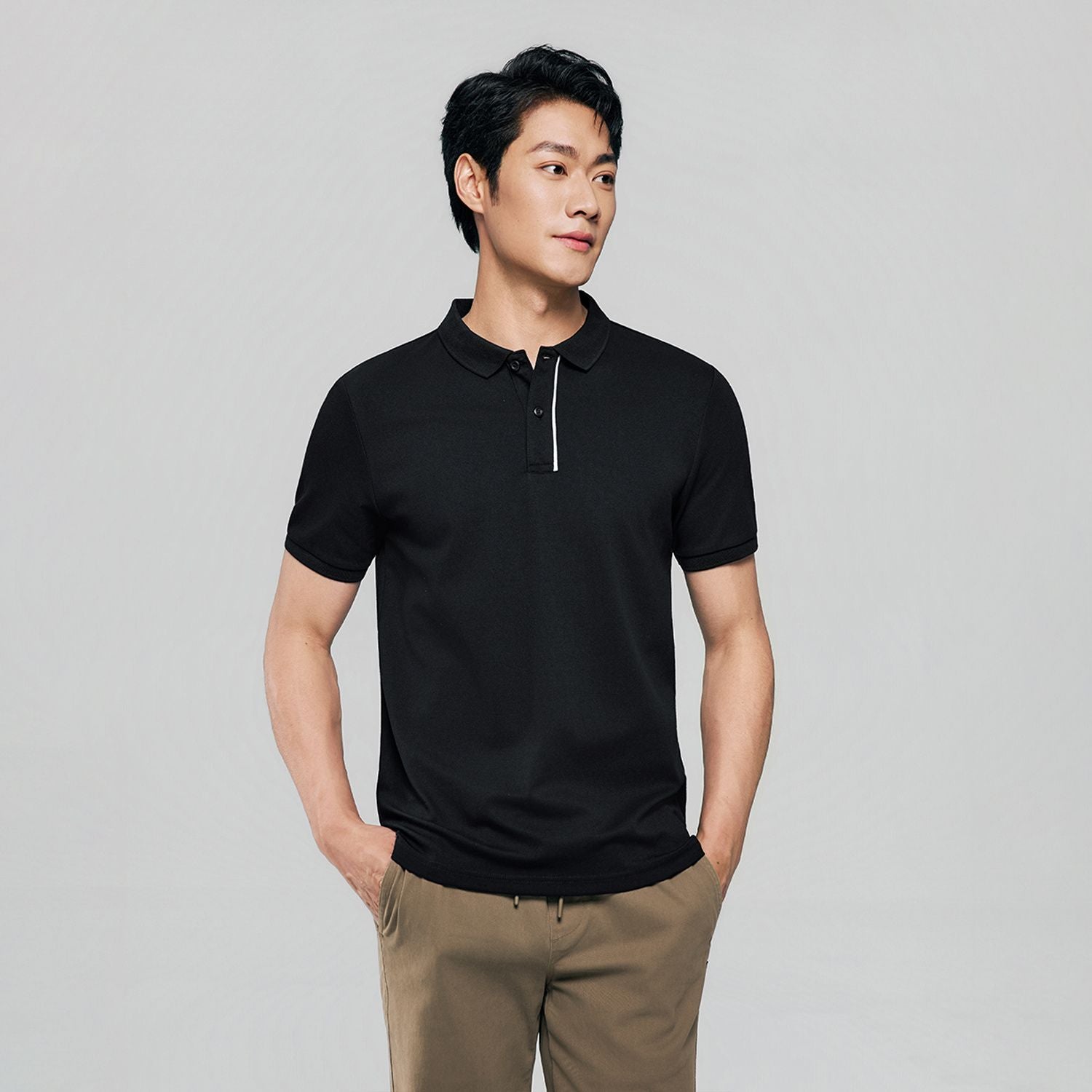 Men Slim Cotton Nylon Pique Polo