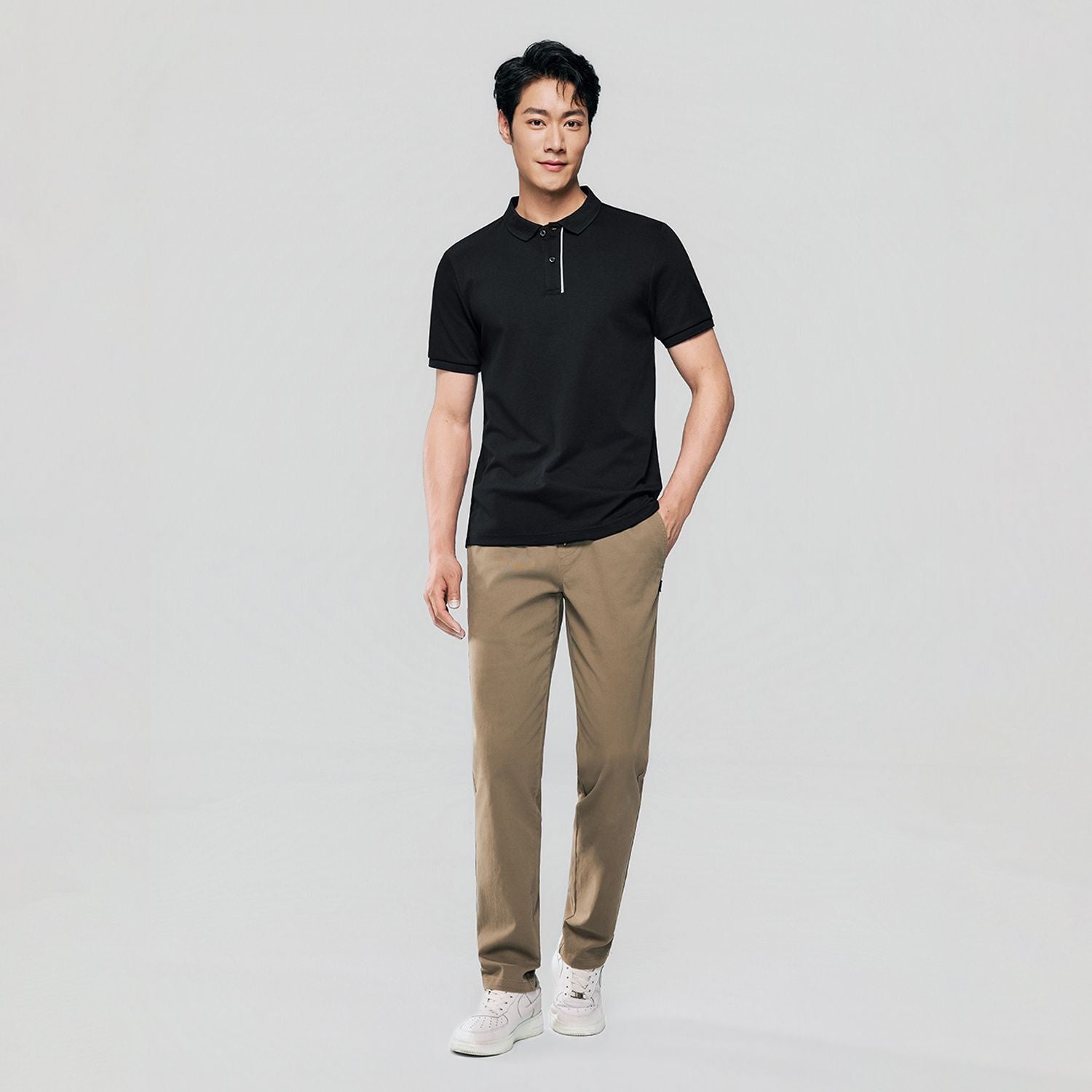Men Slim Cotton Nylon Pique Polo