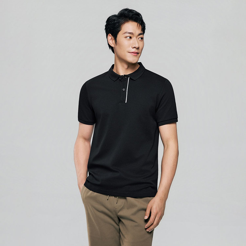 Men Slim Cotton Nylon Pique Polo