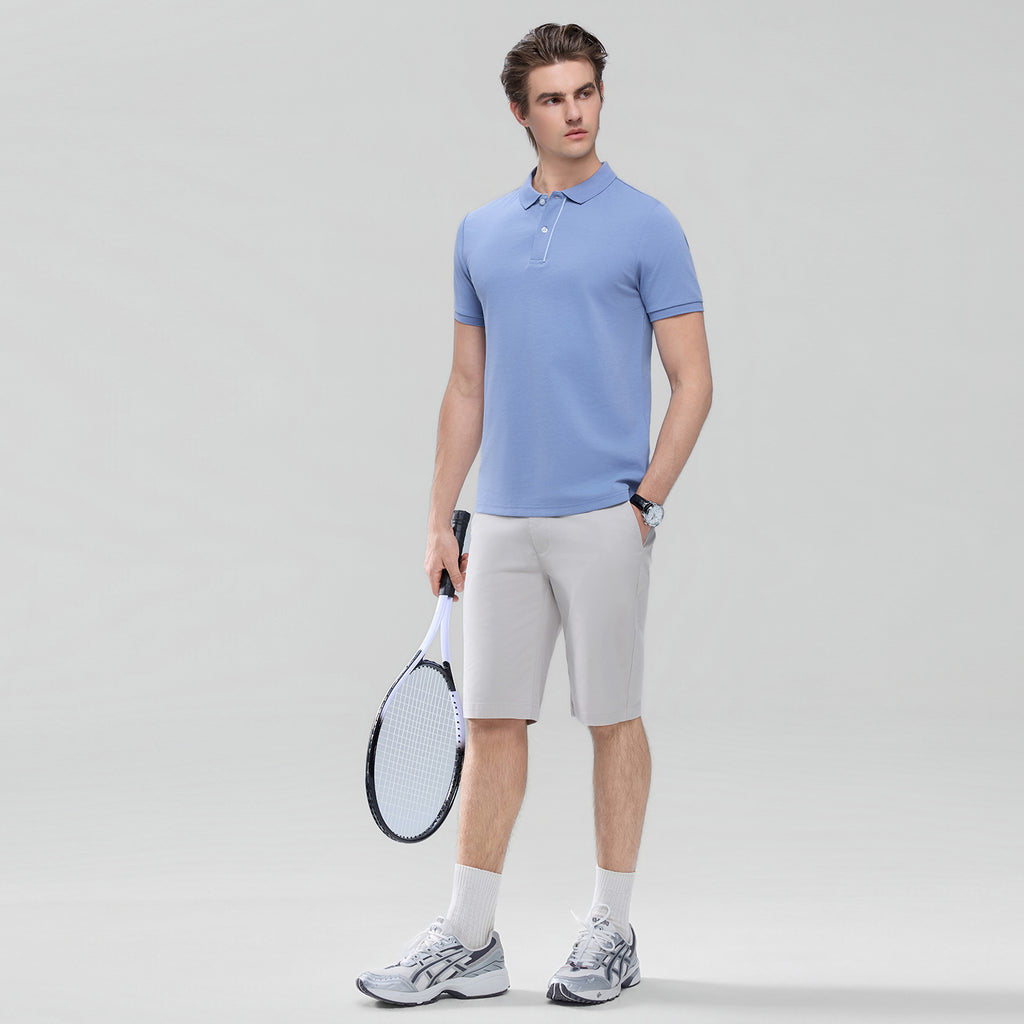 Men Slim Cotton Nylon Pique Polo