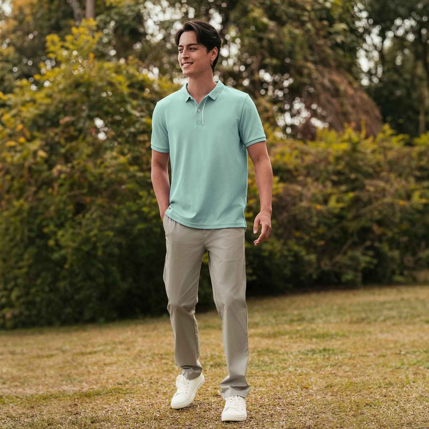 Men Slim Cotton Nylon Pique Polo
