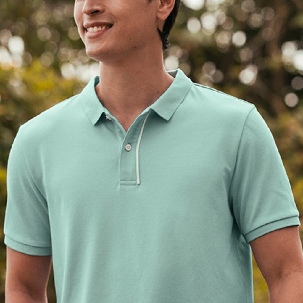 Men Slim Cotton Nylon Pique Polo