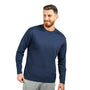 Giordano Men’S Interlock Crew Neck Long Sleeve Slim Fit Embroidery Liquid Touch Smart Collar Tees-Blue