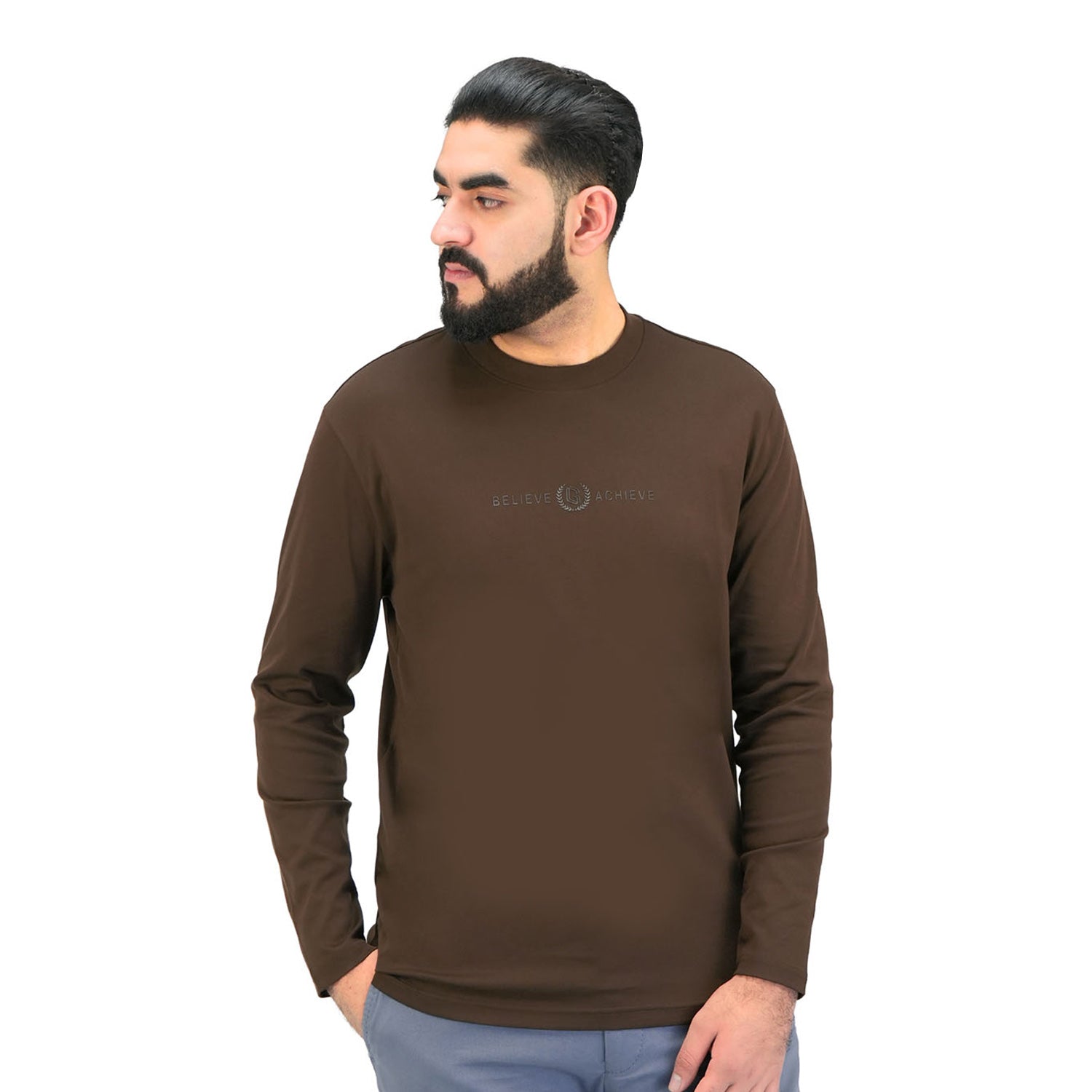 Giordano Men's Smart Collar Print Tee | Liquid Touch Comfort-Brown